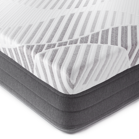 Image of the High Qualitydoze 12 luxury hybrid mattress Full  size. Image shows a queen size mattress. Stretch knit cover over 2 inches of gel infused memory foam. Comfortable mattress with 4 inches of pressure relief. Free Shipping from our US factory. Guaranteed with a 10 year full warranty. Get the best mattress for better sleep and skip the mattress store near me for a cheaper priced mattresses. No need for a mattress sale when you buy AhhSleep!