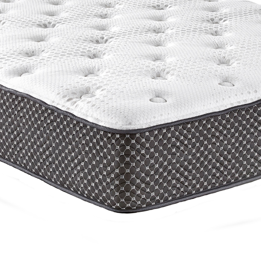 Image of the High Qualitylull 12 hybrid mattress King  size. Image shows a queen size mattress. Stretch knit cover over 2 inches of gel infused memory foam. Comfortable mattress with 4 inches of pressure relief. Free Shipping from our US factory. Guaranteed with a 10 year full warranty. Get the best mattress for better sleep and skip the mattress store near me for a cheaper priced mattresses. No need for a mattress sale when you buy AhhSleep!