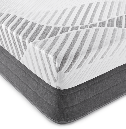 Image of the High Qualitysopor 14 luxury hybrid mattress King  size. Image shows a queen size mattress. Stretch knit cover over 3 inches of gel infused memory foam. Comfortable mattress with 6 inches of pressure relief. Free Shipping from our US factory. Guaranteed with a 10 year full warranty. Get the best mattress for better sleep and skip the mattress store near me for a cheaper priced mattresses. No need for a mattress sale when you buy AhhSleep!